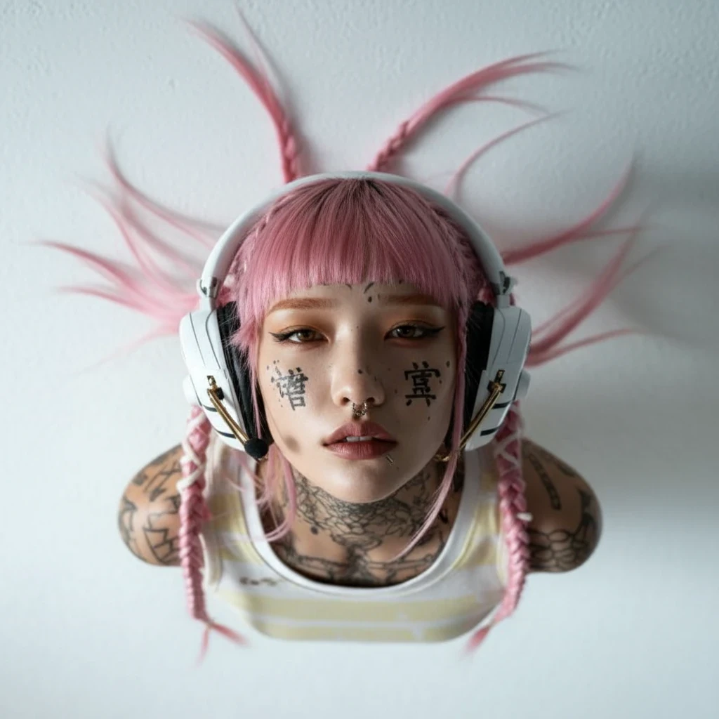 Top-down view: character looking up