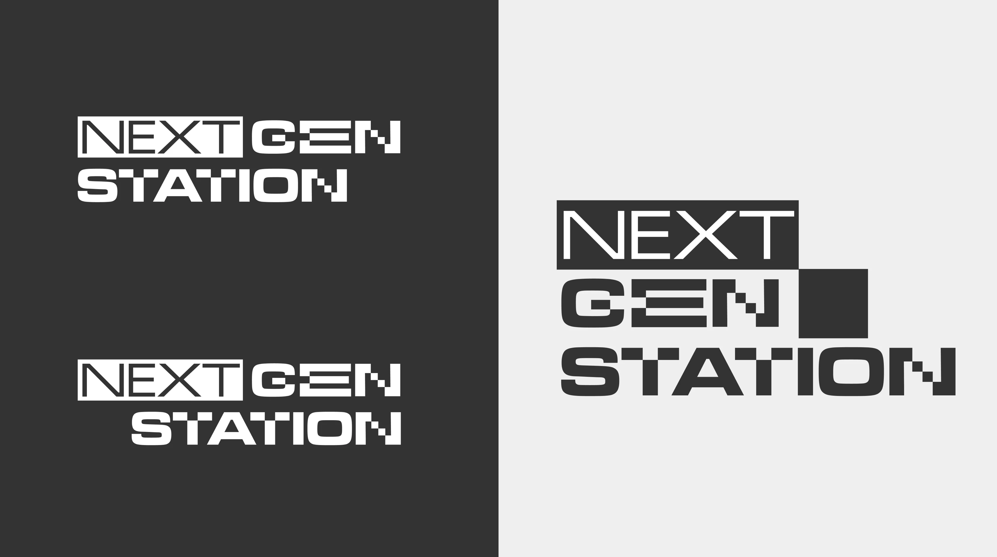 Next Gen Station logo variations on dark and light backgrounds